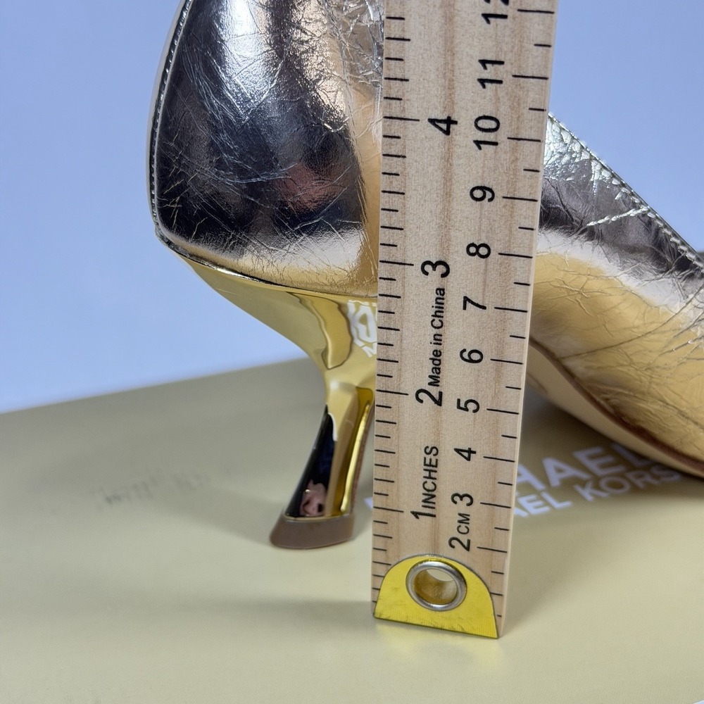 Michael Kors Size-5.5M Women Luna Mid Pump Heels Pale Gold Leather - Picture 3 of 5